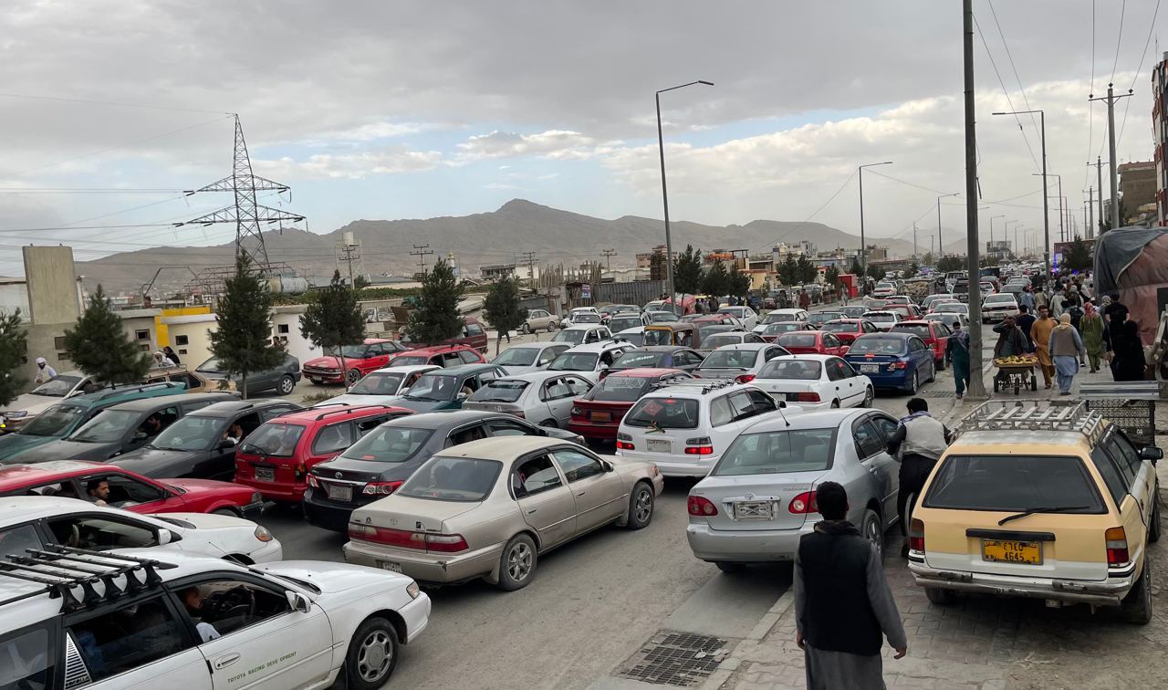 A photo of a traffic jam in Kabul