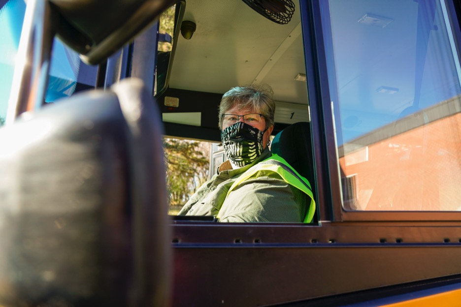 A photo of a bus driver